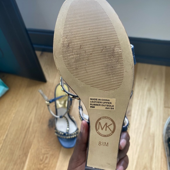 Michael Kors Navy Wedge Sandals 8 1/2 - Picture 3 of 4